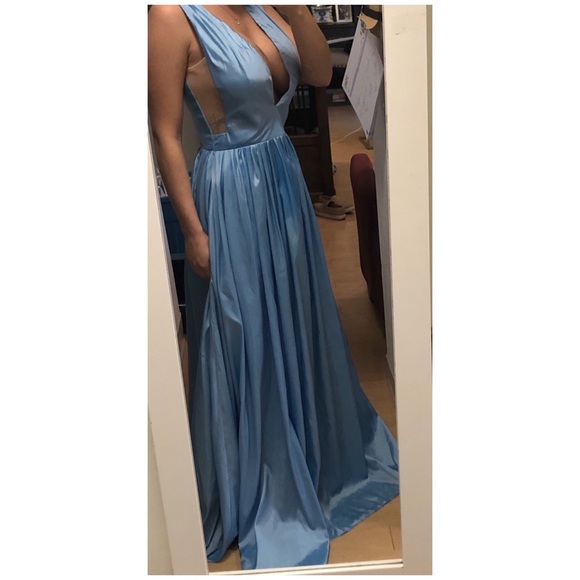 A-Line/princess Evening Dress in baby blue - Picture 4 of 6